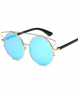 Round Women Men Vintage Round Metal Frame Glasses Unisex Fashion Mirror Lens Sunglasses - C - CI18SX7N4R5 $9.32