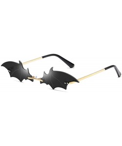 Rimless Women Fire Flame Sunglasses Rimless Wave Sun Glasses Novelty Eye Glasses Eyewear - Bat-gold/Black - CN19885TK7Y $13.23