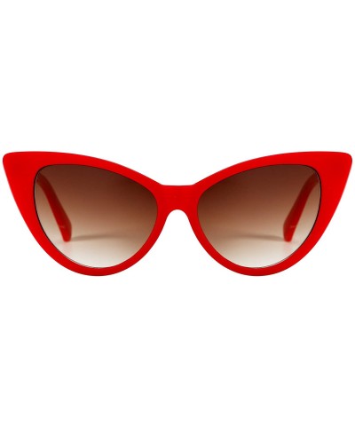 Oval Sunglasses For Women Cat Eye Ladies Retro Vintage Designer Style UV400 Protection - Red - CB11LDLE8XR $9.10