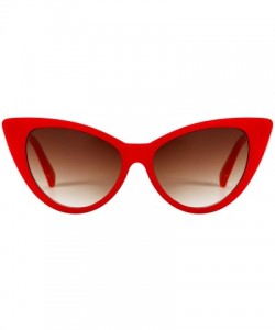 Oval Sunglasses For Women Cat Eye Ladies Retro Vintage Designer Style UV400 Protection - Red - CB11LDLE8XR $9.10