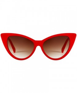 Oval Sunglasses For Women Cat Eye Ladies Retro Vintage Designer Style UV400 Protection - Red - CB11LDLE8XR $9.10