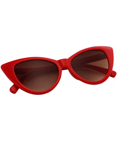Oval Sunglasses For Women Cat Eye Ladies Retro Vintage Designer Style UV400 Protection - Red - CB11LDLE8XR $9.10