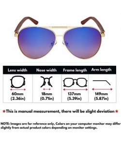 Square Aviators Sunglasses Wood Bamboo Classic Design Color or Mirror Lens for Men Women with Free Pouch/Cleaning Cloth - CQ1...