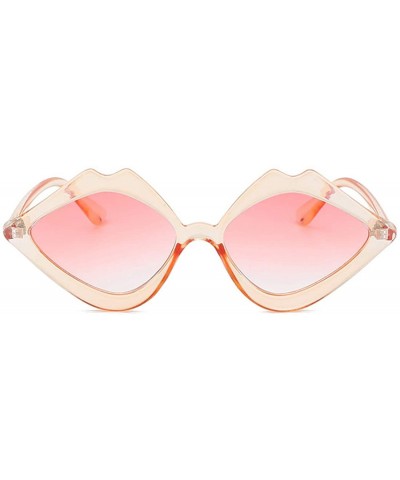 Oversized Fashion Lips Frame Oversized Plastic Lenses Sunglasses for Women UV400 - Pink - CX18NEITMU9 $10.97