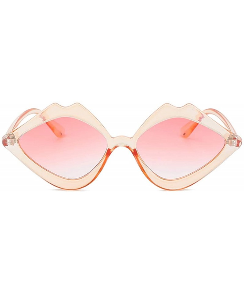 Oversized Fashion Lips Frame Oversized Plastic Lenses Sunglasses for Women UV400 - Pink - CX18NEITMU9 $10.97