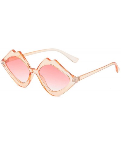 Oversized Fashion Lips Frame Oversized Plastic Lenses Sunglasses for Women UV400 - Pink - CX18NEITMU9 $10.97