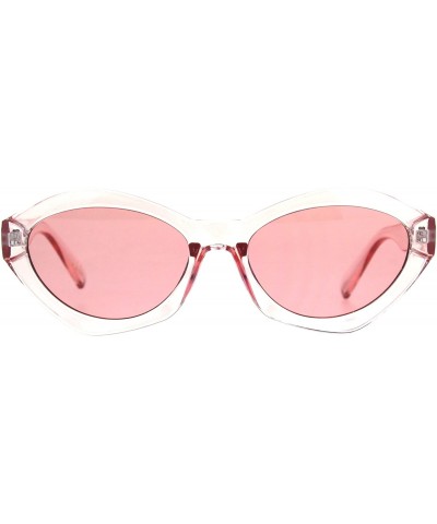 Oval Womens Mod Oval Narrow Plastic Pop Color Sunglasses - Pink - C4180ZZ6HA2 $23.02