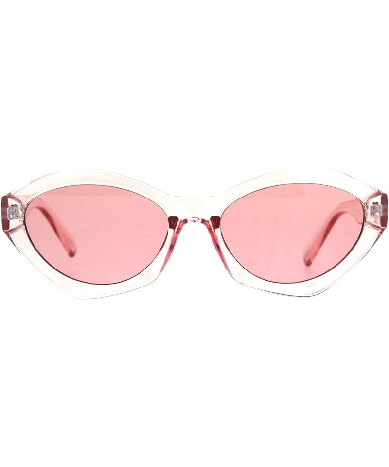Oval Womens Mod Oval Narrow Plastic Pop Color Sunglasses - Pink - C4180ZZ6HA2 $11.64