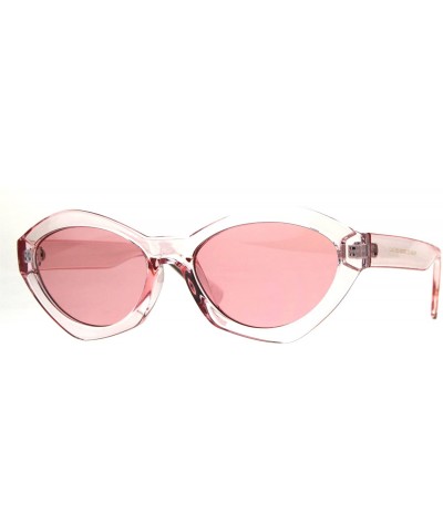 Oval Womens Mod Oval Narrow Plastic Pop Color Sunglasses - Pink - C4180ZZ6HA2 $11.64