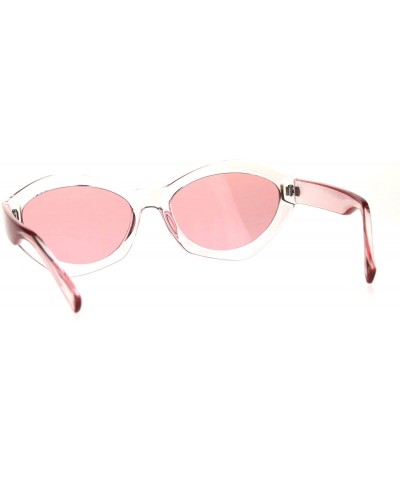 Oval Womens Mod Oval Narrow Plastic Pop Color Sunglasses - Pink - C4180ZZ6HA2 $11.64