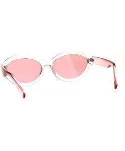 Oval Womens Mod Oval Narrow Plastic Pop Color Sunglasses - Pink - C4180ZZ6HA2 $19.14