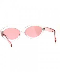 Oval Womens Mod Oval Narrow Plastic Pop Color Sunglasses - Pink - C4180ZZ6HA2 $11.64