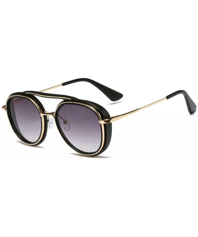 Round Vintage round frame metal punk unisex adjustable nose pad fashion brand designer sunglasses - Sand Black - C918TL7STZ7 ...