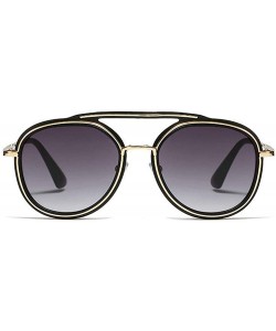Round Vintage round frame metal punk unisex adjustable nose pad fashion brand designer sunglasses - Sand Black - C918TL7STZ7 ...