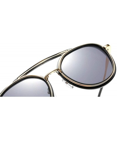 Round Vintage round frame metal punk unisex adjustable nose pad fashion brand designer sunglasses - Sand Black - C918TL7STZ7 ...