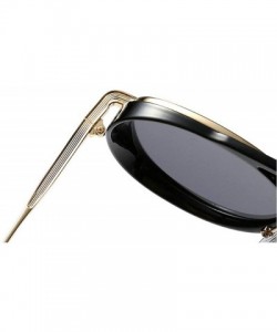 Round Vintage round frame metal punk unisex adjustable nose pad fashion brand designer sunglasses - Sand Black - C918TL7STZ7 ...