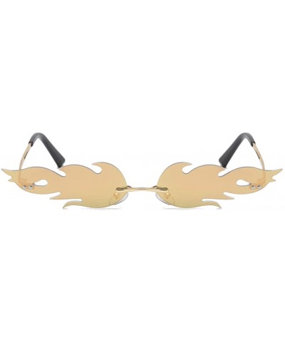 Rimless Women Vintage Sunglasses Fire Mirror Metal Rimless Sun Glasses for Men Narrow Eyewear - Pink Mirror - CY18WY7UL8N $19.58