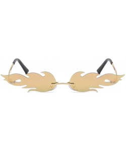 Rimless Women Vintage Sunglasses Fire Mirror Metal Rimless Sun Glasses for Men Narrow Eyewear - Pink Mirror - CY18WY7UL8N $8.20
