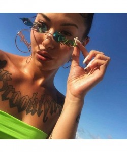 Rimless Women Vintage Sunglasses Fire Mirror Metal Rimless Sun Glasses for Men Narrow Eyewear - Pink Mirror - CY18WY7UL8N $8.20