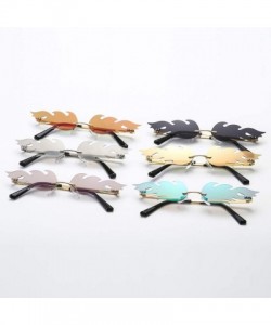 Rimless Women Vintage Sunglasses Fire Mirror Metal Rimless Sun Glasses for Men Narrow Eyewear - Pink Mirror - CY18WY7UL8N $8.20