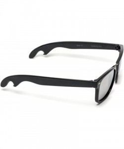 Wayfarer New Horn Rimmed Style Bottle Opener Sunglasses - Black Frame / Mirror Silver Lens - CT1855SSHDH $15.32