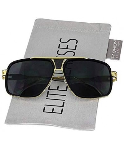 Oversized Designer Metal Frame Classic Retro Square Aviator Fashion Sunglasses For Men - CU18IN6X2TM $16.59