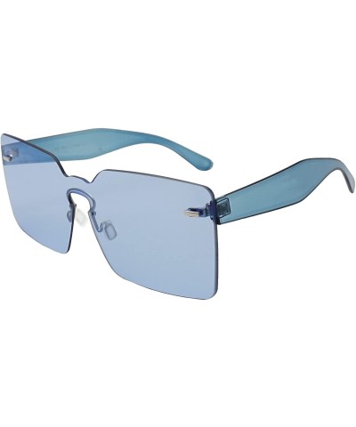 Rectangular Colorful Bold Oversize One Piece Mono Block Full Shield Rimless Color Sunglasses - Midnight Blue - CE182WM8DQD $1...