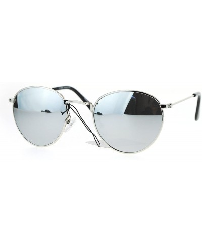 Oval Round Oval Metal Frame Vintage Fashion Sunglasses Mirror Lens UV 400 - Silver (Silver Mirror) - CY186S4OQQQ $13.05