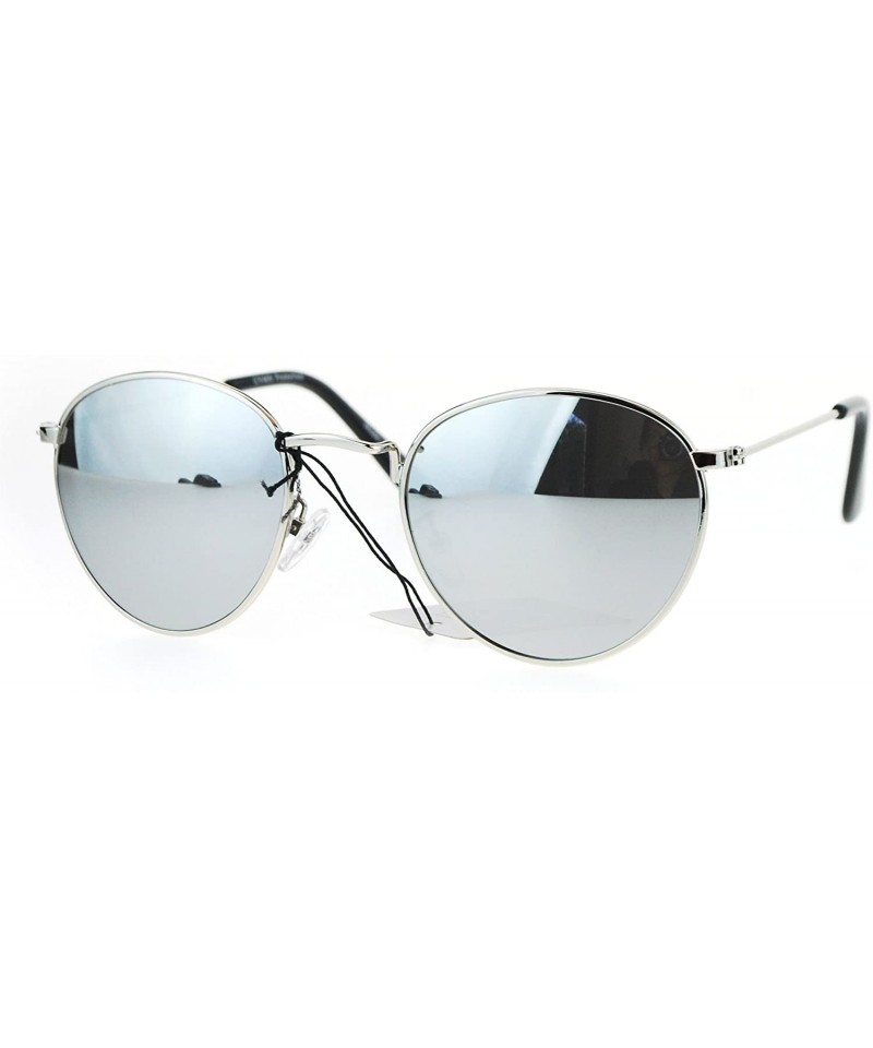 Oval Round Oval Metal Frame Vintage Fashion Sunglasses Mirror Lens UV 400 - Silver (Silver Mirror) - CY186S4OQQQ $13.05