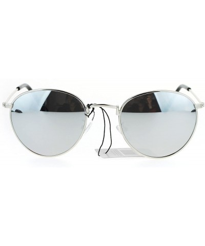 Oval Round Oval Metal Frame Vintage Fashion Sunglasses Mirror Lens UV 400 - Silver (Silver Mirror) - CY186S4OQQQ $13.05