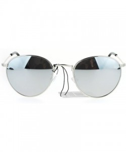 Oval Round Oval Metal Frame Vintage Fashion Sunglasses Mirror Lens UV 400 - Silver (Silver Mirror) - CY186S4OQQQ $13.05