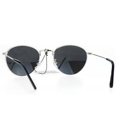 Oval Round Oval Metal Frame Vintage Fashion Sunglasses Mirror Lens UV 400 - Silver (Silver Mirror) - CY186S4OQQQ $13.05