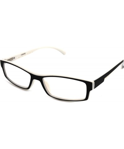 Rectangular Soft Matte Black w/ 2 Tone Reading Glasses Spring Hinge 0.74 Oz - R1 Matte Black Matte White - C318WY06DRT $34.73