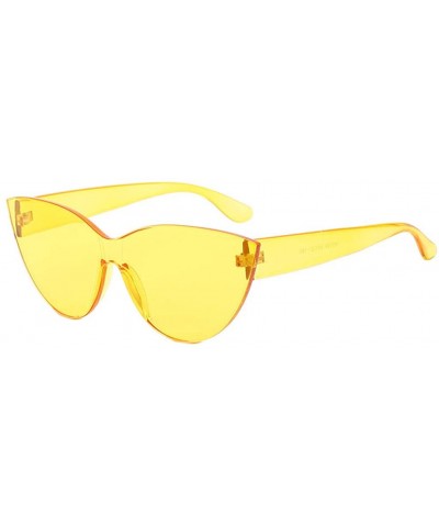 Rectangular Vintage Cat Eye Sunglasses - Women Retro Sun Glasses Integrated Stripe Sunglasses - Yellow - C018SMX526G $8.58