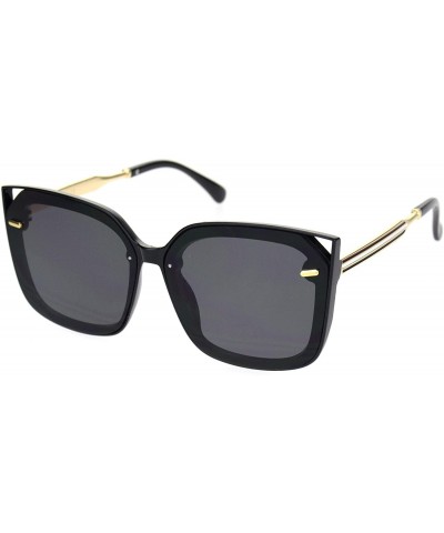 Butterfly Womens 90s Squared Rectangular Butterfly Plastic Sunglasses - All Black - C818NUWTW2N $22.90
