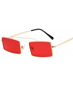 Square Vintage Sun Glasses Women Men Square Shades Rectangular Frame Sunglasses For Female - Goldred - CM199QCMI9U $10.23