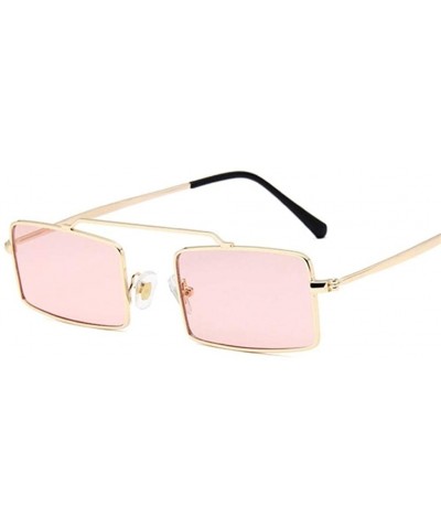 Square Vintage Sun Glasses Women Men Square Shades Rectangular Frame Sunglasses For Female - Goldred - CM199QCMI9U $10.23