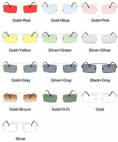 Square Vintage Sun Glasses Women Men Square Shades Rectangular Frame Sunglasses For Female - Goldred - CM199QCMI9U $10.23