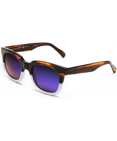 Oval Polarized Manhattan Horned Rim Fashion Sunglasses - Blue - CD12E0DXML3 $76.53