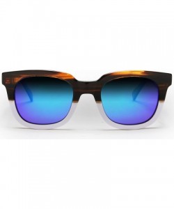 Oval Polarized Manhattan Horned Rim Fashion Sunglasses - Blue - CD12E0DXML3 $35.60