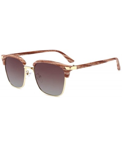 Rimless Box Wood Grain Engraved Polarized Sunglasses Driving Driving Glasses Tide Classic - C118X6YO2AU $51.70