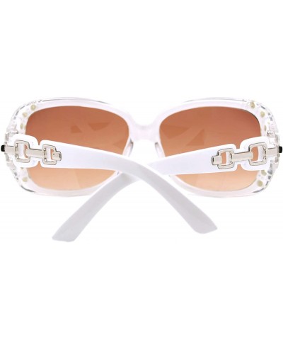 Oversized Womens Bifocal Lens Sunglasses Oversized Square Rhinestone Frame - White - CL18IEWDXLD $10.58