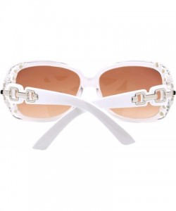 Oversized Womens Bifocal Lens Sunglasses Oversized Square Rhinestone Frame - White - CL18IEWDXLD $10.58