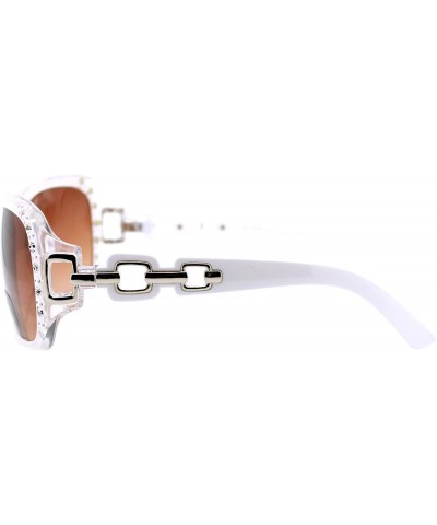 Oversized Womens Bifocal Lens Sunglasses Oversized Square Rhinestone Frame - White - CL18IEWDXLD $10.58