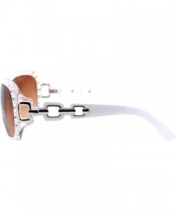 Oversized Womens Bifocal Lens Sunglasses Oversized Square Rhinestone Frame - White - CL18IEWDXLD $10.58