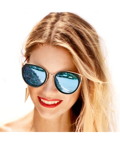 Oversized Oversized Cat Eyes Round Sunglasses for Women - Mirror Polarized Women Sunglasses 100% UV Protection - CH18R9L7QEG ...