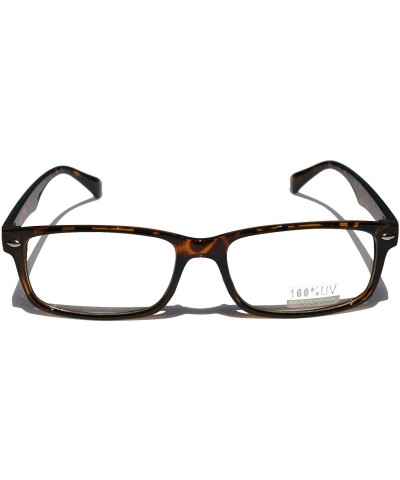 Rimless Casual Fashion Horned Rim Rectangular Frame Clear Lens Eye Glasses - Tortoise - C411QCHKMY1 $12.64