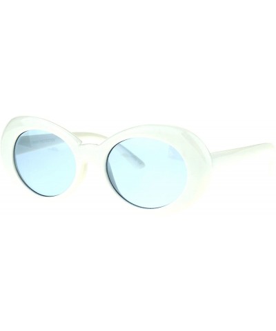 Cat Eye Womens White Plastic Gothic Vintage Cat Eye Mod Color Lens Sunglasses - Blue - CM17AAUOXC0 $7.21