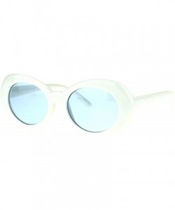 Cat Eye Womens White Plastic Gothic Vintage Cat Eye Mod Color Lens Sunglasses - Blue - CM17AAUOXC0 $7.21