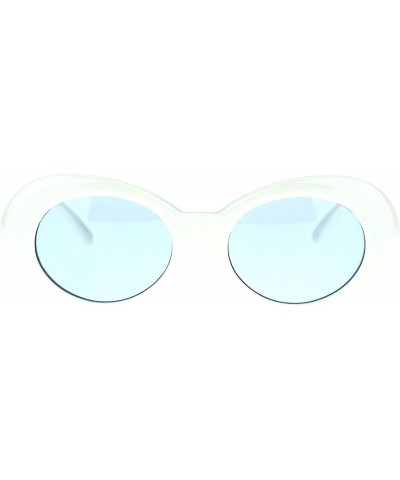 Cat Eye Womens White Plastic Gothic Vintage Cat Eye Mod Color Lens Sunglasses - Blue - CM17AAUOXC0 $7.21